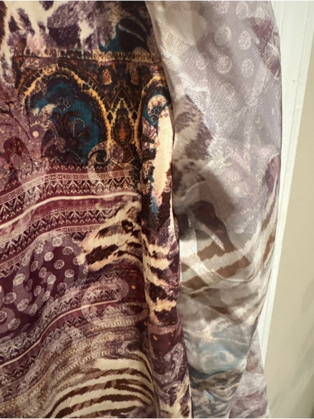 Purple Multi-Print Button-Up Blouse - Picture 2 of 4